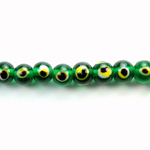 Glass Lampwork Bead - Eye Round 08MM EMERALD