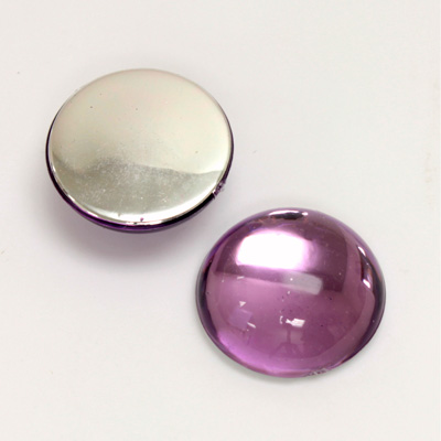 Plastic Flat Back Foiled Cabochon - Round 18MM LT AMETHYST