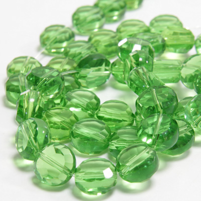 Chinese Cut Crystal Bead - Round Disc Side Drilled 06MM PERIDOT