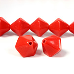 Czech Pressed Glass Bead - Smooth Bicone 15MM RED