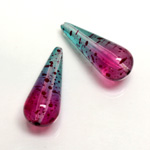 Plastic Bead - Two Tone Speckle Color Smooth Pear 29x12MM BLUE PURPLE
