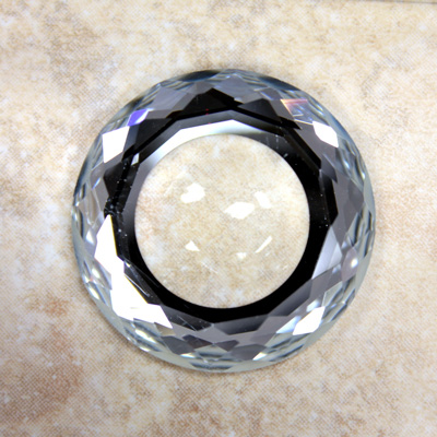 Glass Flat Back Faceted Top Recess Dome in Back Round 30MM CRYSTAL