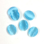 Fiber-Optic Flat Back Stone with Faceted Top and Table - Oval 10x8MM CAT'S EYE AQUA