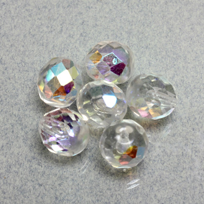 Czech Glass Fire Polish 1-Hole Ball - 10MM CRYSTAL AB