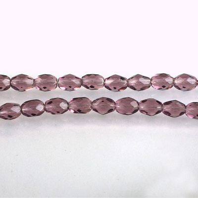 Czech Glass Fire Polish Bead - Oval 06x4MM AMETHYST