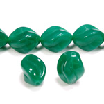 Czech Pressed Glass Bead - Smooth Twisted Oval 18x13MM JADE