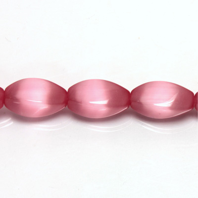 Fiber Optic Synthetic Cat's Eye Bead - Smooth 4-Sided Twisted 16x7MM CAT'S EYE LT PINK