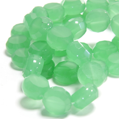 Chinese Cut Crystal Bead - Round Disc Side Drilled 10MM OPAL GREEN
