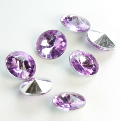 Plastic Point Back Foiled Rivoli 10MM LT AMETHYST