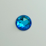 Glass Flat Back Foiled Rauten Rose - Round 13MM BERMUDA BLUE