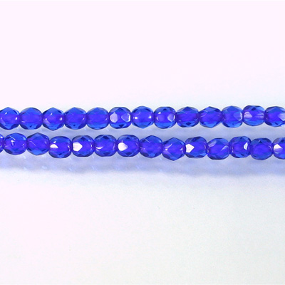 Czech Glass Fire Polish Bead - Round 04MM SAPPHIRE PURPLE LINE