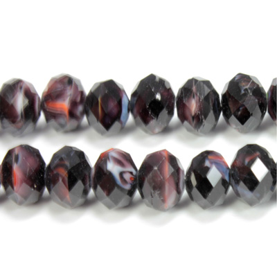 Chinese Cut Crystal Millefiori Bead - Rondelle 06x8MM BLACK