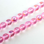 Czech Pressed Glass Bead - Smooth Round 08MM COATED ROSE RAINBOW