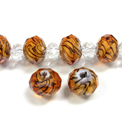 Chinese Cut Crystal Bead - Rondelle 08x10MM LEOPARD TOPAZ