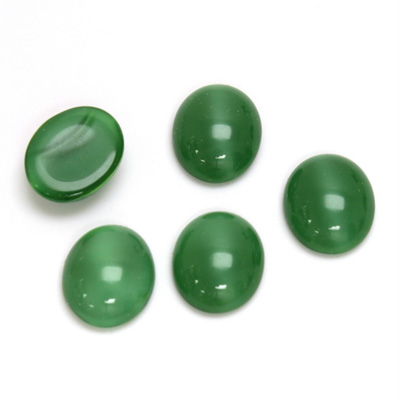 Glass Medium Dome Cabochon - Oval 12x10MM MOONSTONE GREEN