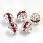 Filigree Rhinestone Ball with Center Line Crystals - 08MM ROSE-SILVER
