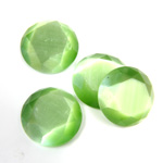 Fiber-Optic Flat Back Stone with Faceted Top and Table - Round 15MM CAT'S EYE LT GREEN
