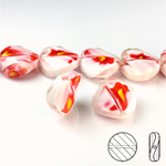 Chinese Cut Crystal Millefiori Bead - Round Twist 18MM LT RED
