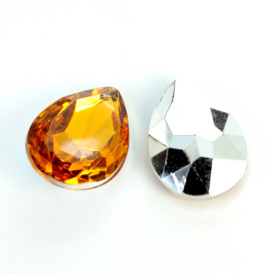 Plastic Point Back Foiled Stone - Pear 25x18MM TOPAZ