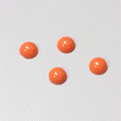 Plastic Flat Back Opaque Cabochon - Round 07MM BRIGHT TANGERINE