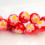 Glass Millefiori Bead - Round 12MM ORANGE YELLOW (19)