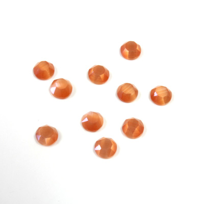 Fiber-Optic Flat Back Stone with Faceted Top and Table - Round 04MM CAT'S EYE COPPER