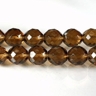 Czech Glass Fire Polish Bead - Round 10MM SMOKE TOPAZ