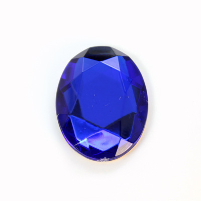 Plastic Flat Back Foiled Rose Cut Rhinestone - Oval 30x22MM SAPPHIRE