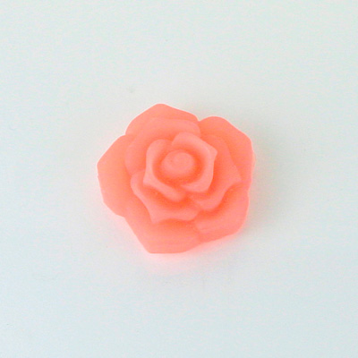Plastic Carved No-Hole Flower - Rose 15MM TRANS MATTE CORAL