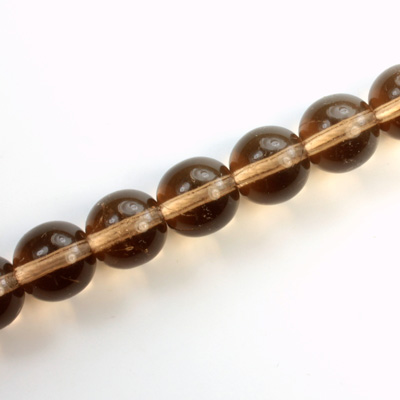 Czech Pressed Glass Bead - Smooth Round 10MM SMOKE TOPAZ