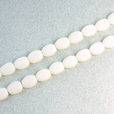 Czech Pressed Glass Bead - Flat Oval 08x6MM MATTE IVORY