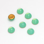 Glass Medium Dome Foiled Cabochon - Round 07MM OPAL GREEN