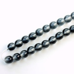 Czech Pressed Glass Bead - Smooth 2-Tone Round 06MM COATED GREY-CRYSTAL 69011