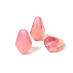 Czech Pressed Glass Bead - Faceted Pear 15x10MM OPAL ROSE