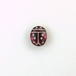 Glass Flat Back Lady Bug Stone with White Engraving - Oval 10x8MM ROSE