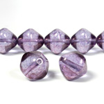 Czech Pressed Glass Bead - Smooth Bicone 15MM LUMI COAT PURPLE