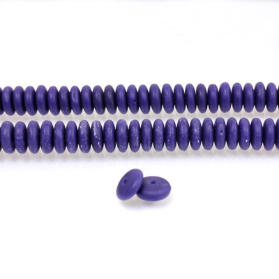 Czech Pressed Glass Bead - Smooth Rondelle 6MM MATTE DARK BLUE