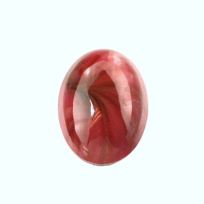 Glass Medium Dome Lampwork Cabochon - Oval 25x18MM RED SWIRL (02958)