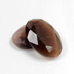 Fiber-Optic Flat Back Stone with Faceted Top and Table - Oval 25x18MM CAT'S EYE BROWN
