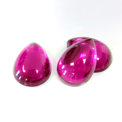 Plastic Flat Back Foiled Cabochon - Pear 18x13MM FUCHSIA