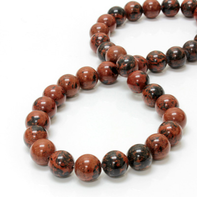 Gemstone Bead - Smooth Round 12MM RED OBSIDIAN