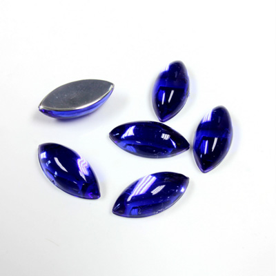 Plastic Flat Back Foiled Cabochon - Navette 15x7MM SAPPHIRE