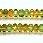 Czech Glass Fire Polish Bead - Rondelle Disc 09x7MM 2-TONE PERIDOT/TOPAZ