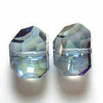Chinese Cut Crystal Bead - Irregular 11x9.5MM CRYSTAL BLUE HELIO COAT