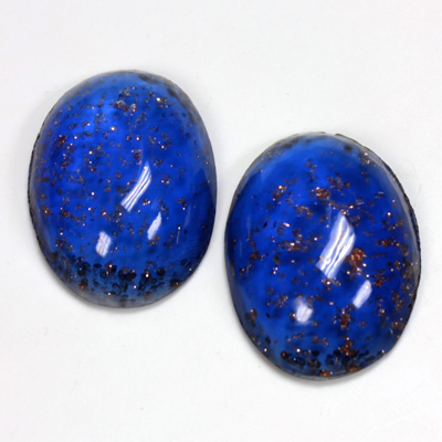 Glass Medium Dome Lampwork Cabochon - Oval 25x18MM GOLD FLECK SAPPHIRE (05054)