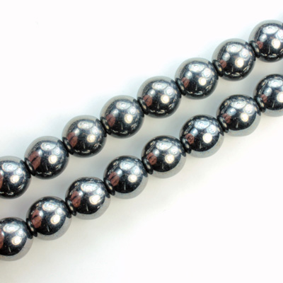 Czech Pressed Glass Bead - Smooth Round 08MM HEMATITE