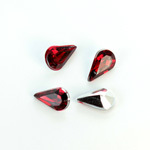 Plastic Point Back Foiled Stone - Pear 13x8MM RUBY