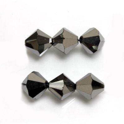 Czech Glass Fire Polished Bead - Bicone 10MM HEMATITE