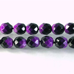 Czech Glass Fire Polish Bead - Round 08MM BLACK-VIOLET 89101