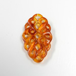 Italian Plastic Carved & Pierced Pendant - Oval 32x19MM TORTOISE